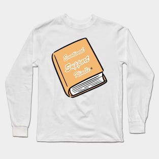 Emotional Support Kindle Yellow - Text On Closed Book Long Sleeve T-Shirt